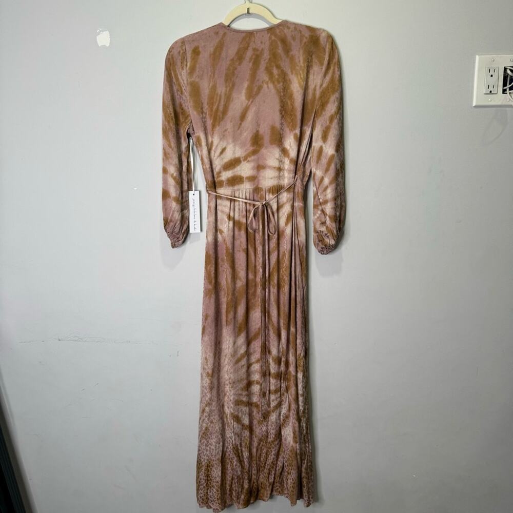 🍁NWT Young Fabulous and Broke YFB Siren Shirt Wrap Midi Dress Adobe Rose Spin XS - Picture 4 of 16